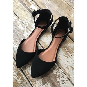 black ankle wrap flats